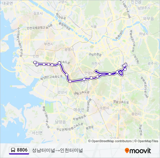 8806 버스 노선 지도