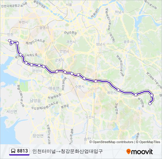 8813 버스 노선 지도
