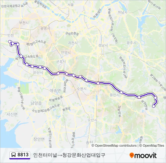 8813 버스 노선 지도