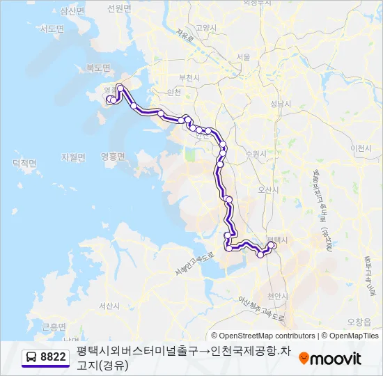 8822 버스 노선 지도