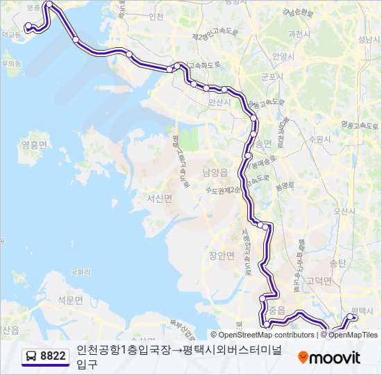 8822 버스 노선 지도