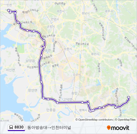 8830 버스 노선 지도