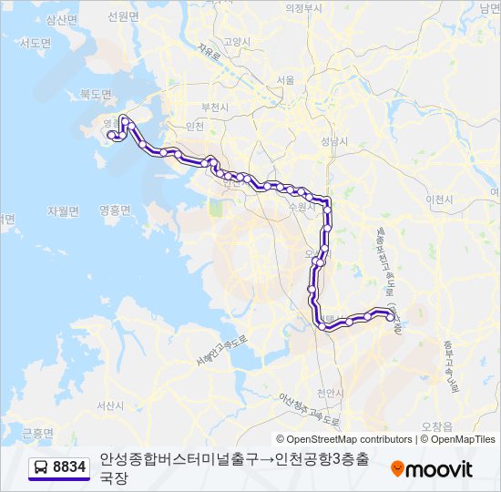 8834 bus Line Map