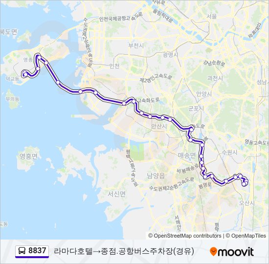 8837 버스 노선 지도