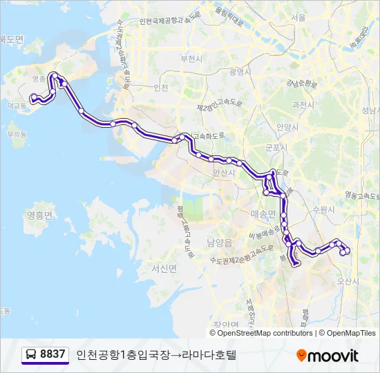 8837 버스 노선 지도