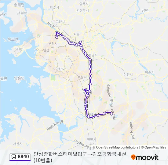 8840 버스 노선 지도