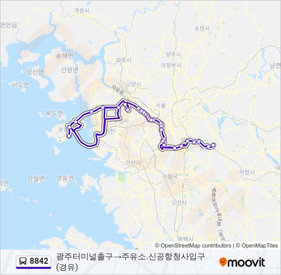8842 버스 노선 지도