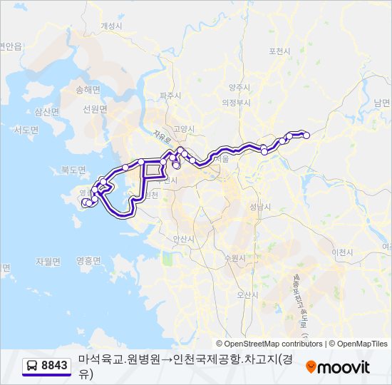 8843 버스 노선 지도