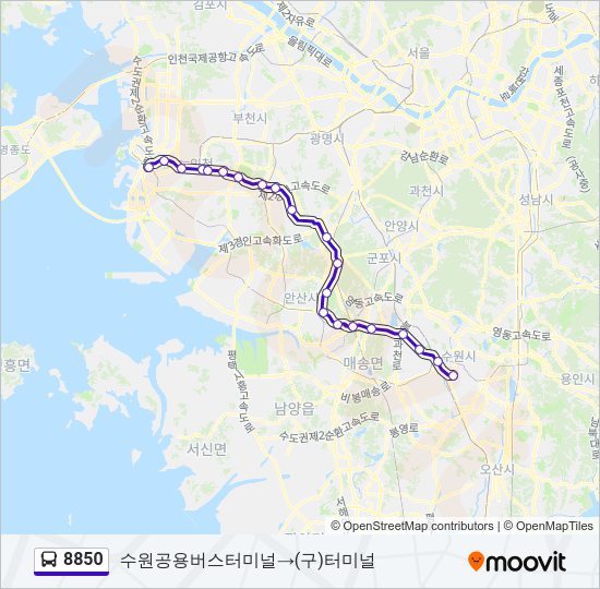 8850 버스 노선 지도