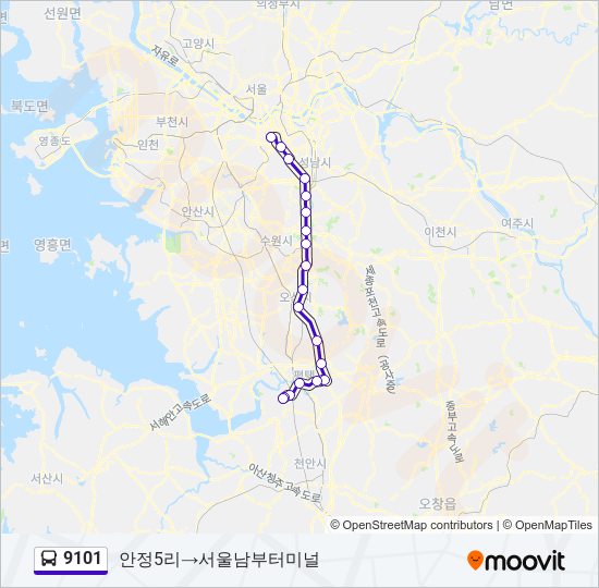 9101 bus Line Map