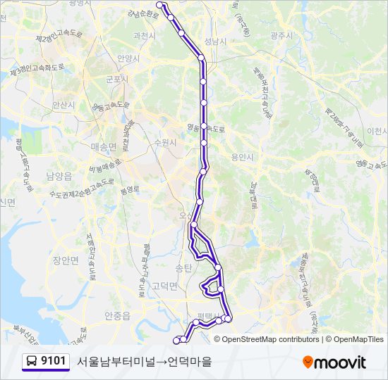 9101 bus Line Map