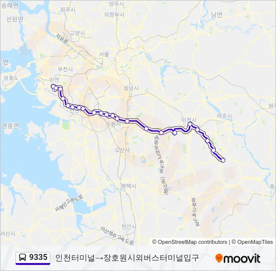 9335 Bus Line Map