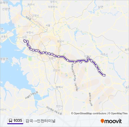 9335 bus Line Map