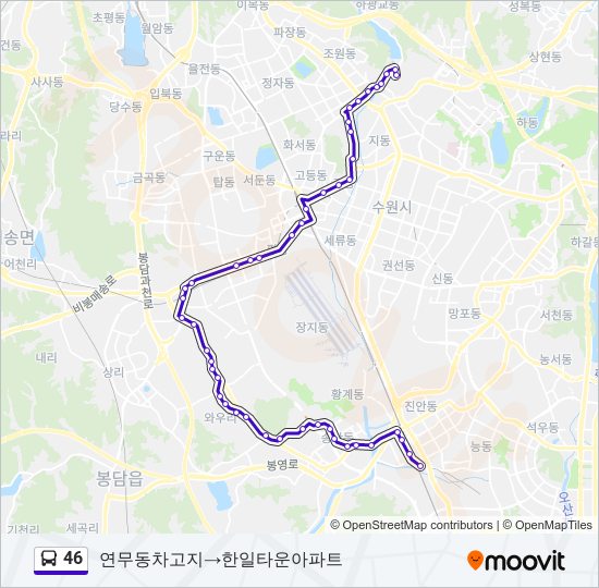 46 bus Line Map