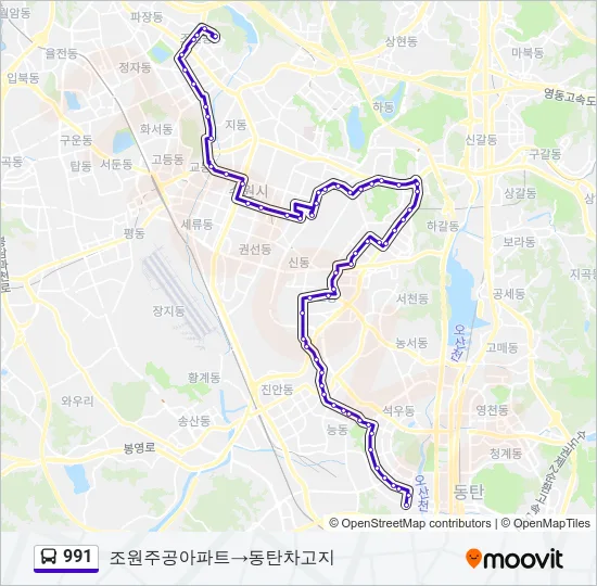 991 버스 노선 지도