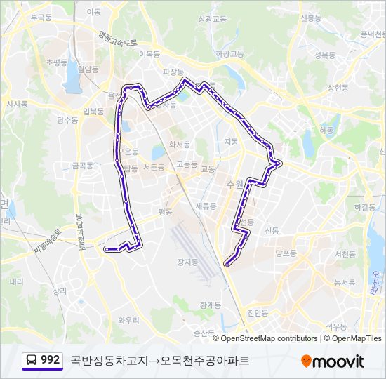 992 버스 노선 지도