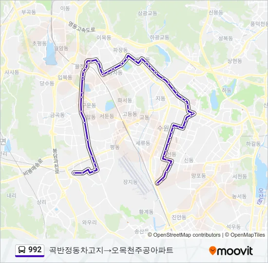 992 버스 노선 지도