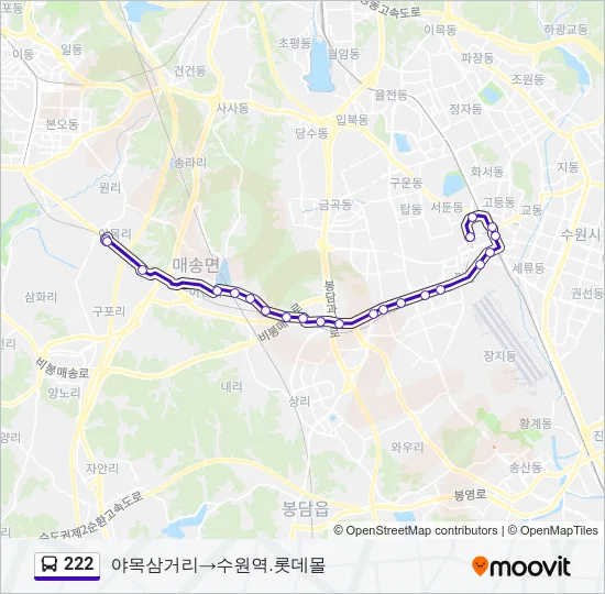 222 버스 노선 지도