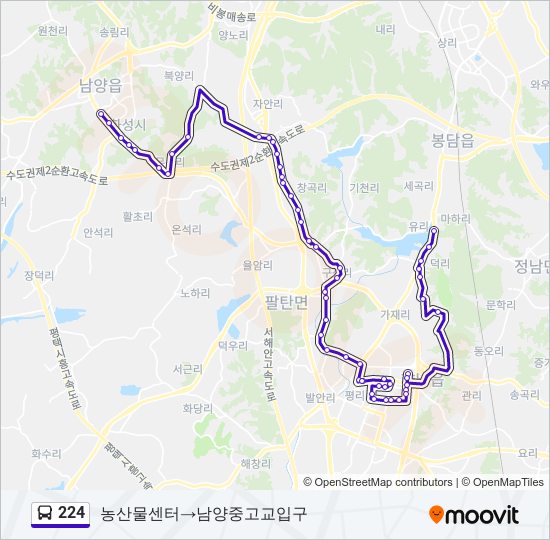 224 bus Line Map