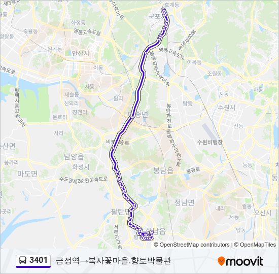 3401 버스 노선 지도