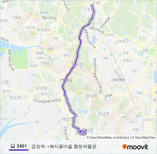 3401 버스 노선 지도