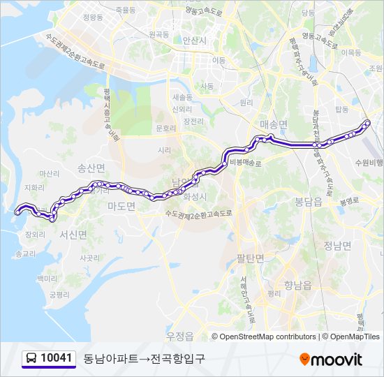 10041 버스 노선 지도