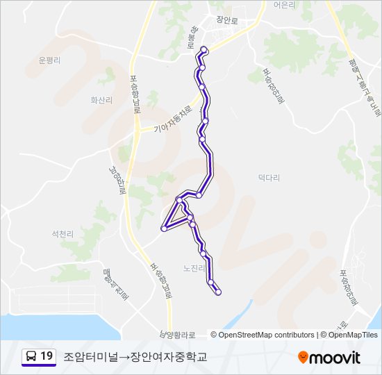 19 bus Line Map