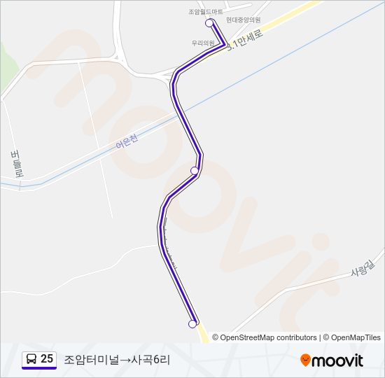 25 bus Line Map