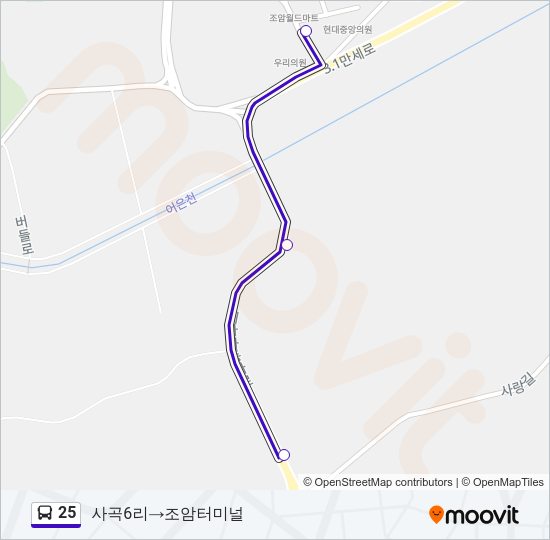 25 버스 노선 지도