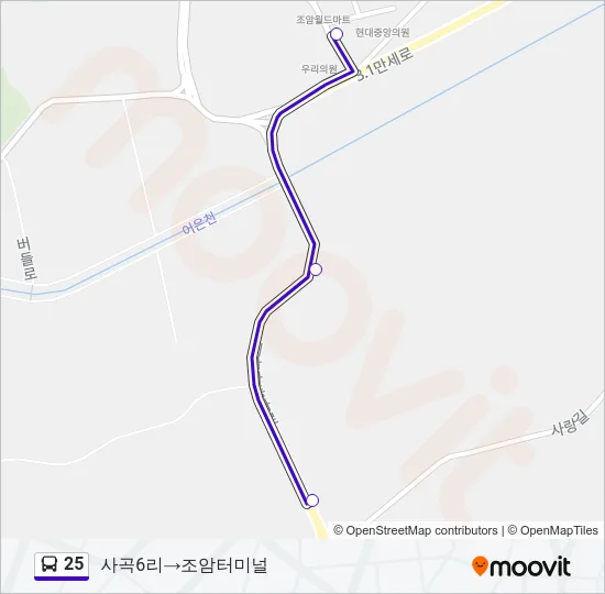 25 버스 노선 지도
