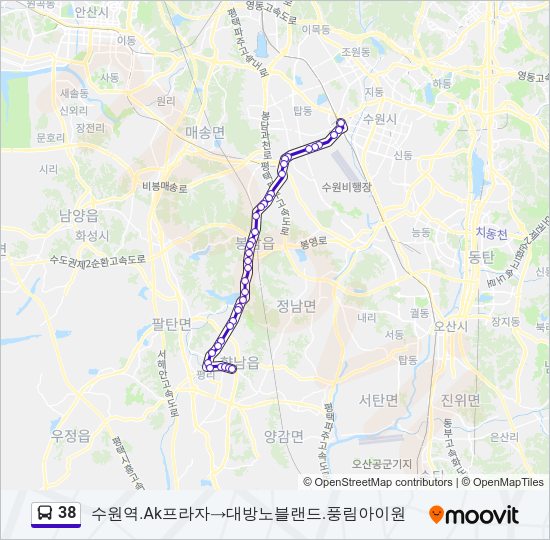 38 버스 노선 지도
