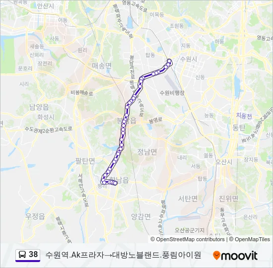 38 Bus Line Map