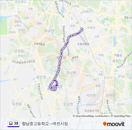 38 버스 노선 지도