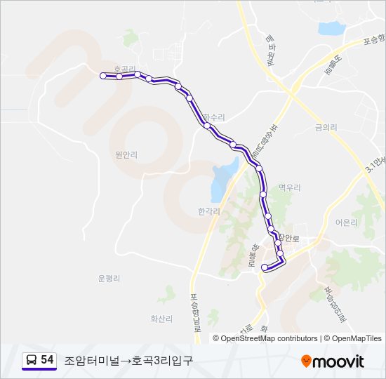 54 버스 노선 지도