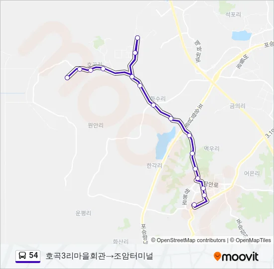 54 버스 노선 지도
