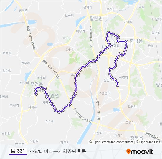 331 버스 노선 지도