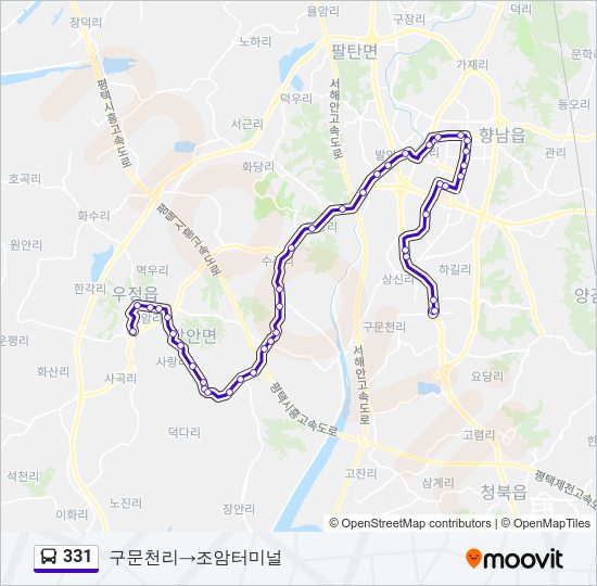331 버스 노선 지도