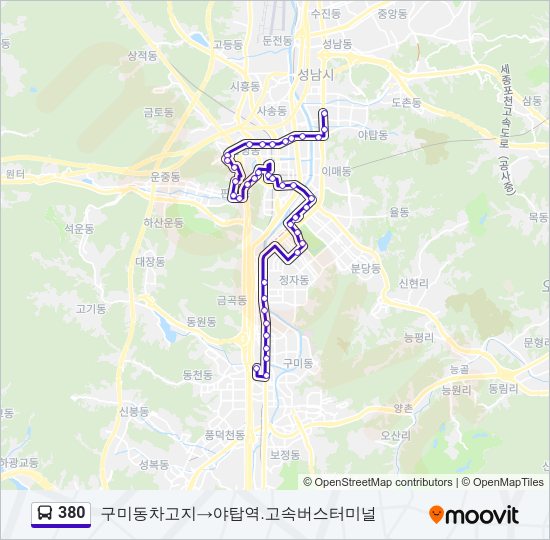 380 버스 노선 지도