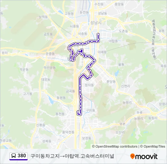 380 버스 노선 지도