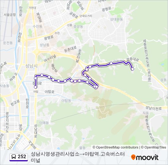 252 버스 노선 지도