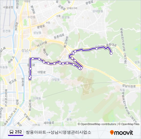 252 버스 노선 지도