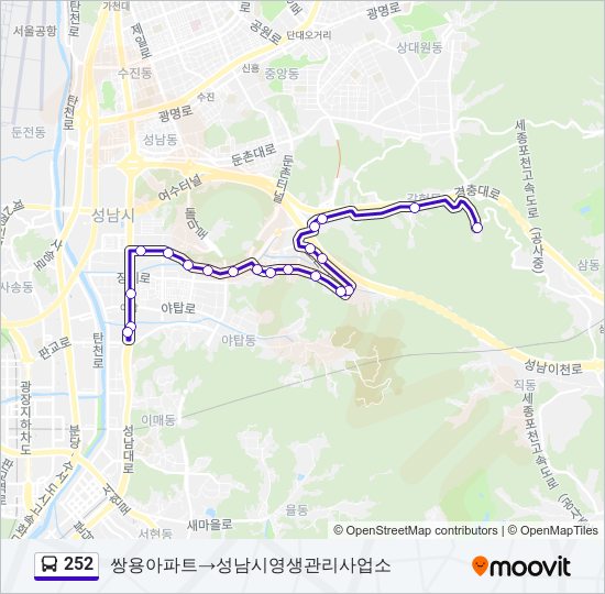 252 bus Line Map