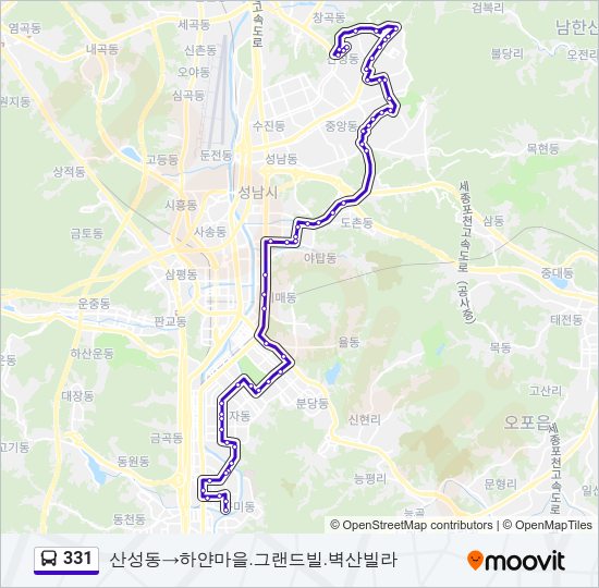 331 버스 노선 지도