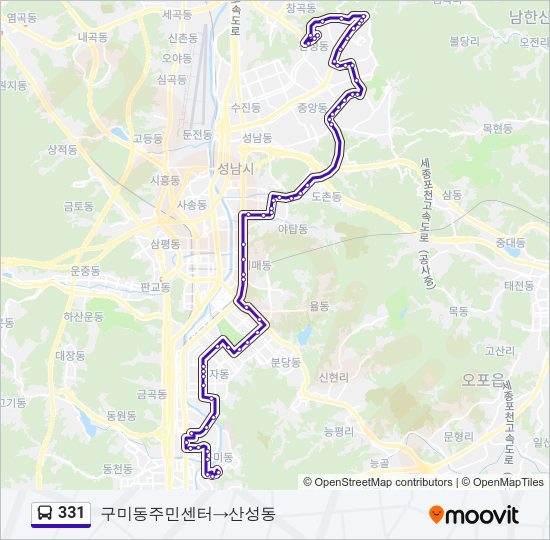 331 버스 노선 지도