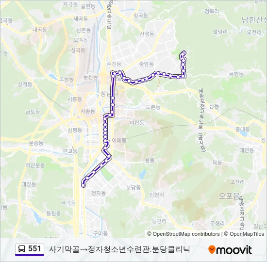 551 버스 노선 지도