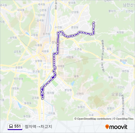 551 버스 노선 지도