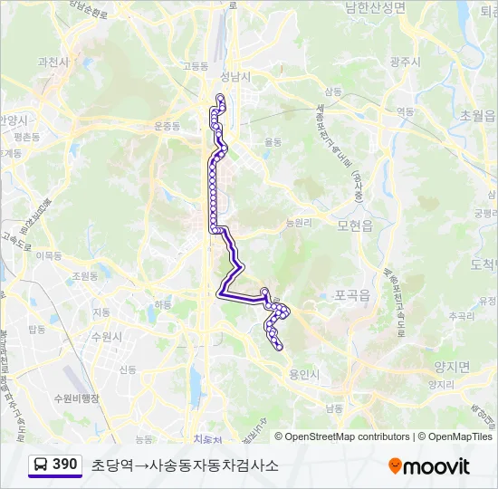 390 버스 노선 지도