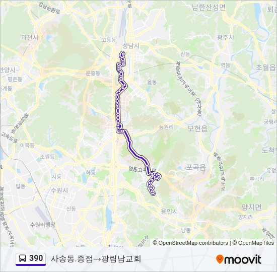 390 버스 노선 지도