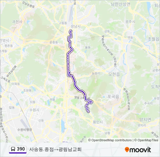 390 버스 노선 지도