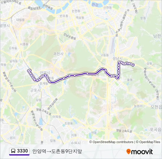 3330 버스 노선 지도